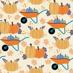 Pumpkins, Wheelbarrow Autumn Design