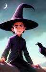 Witch Hat Boy Crow