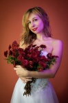Woman, Portrait, Flowers, Bouquet