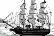 Wooden Ship, Black And White Image
