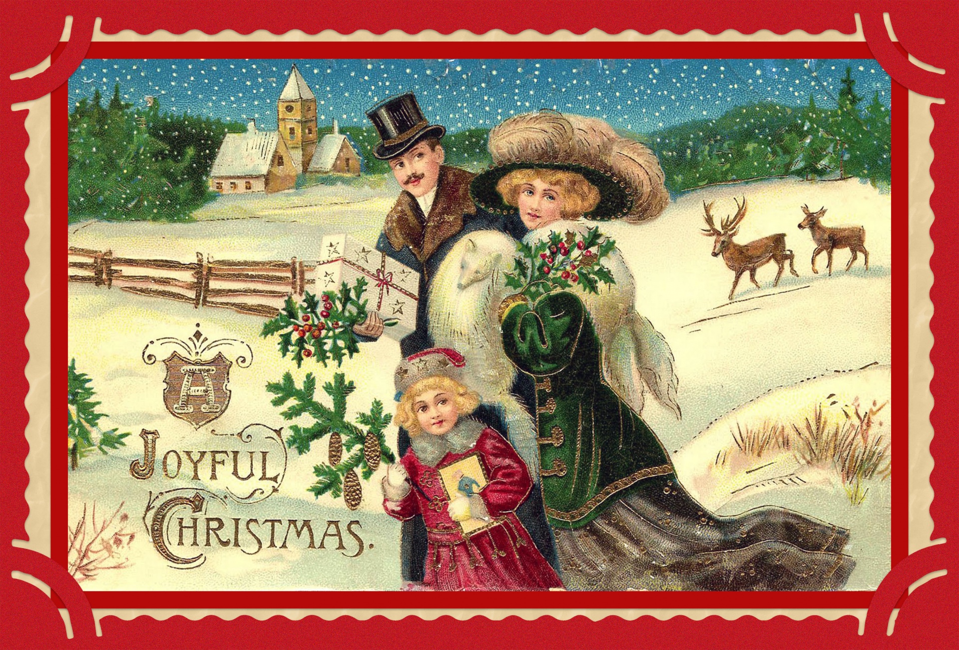 Christmas Family Vintage Card