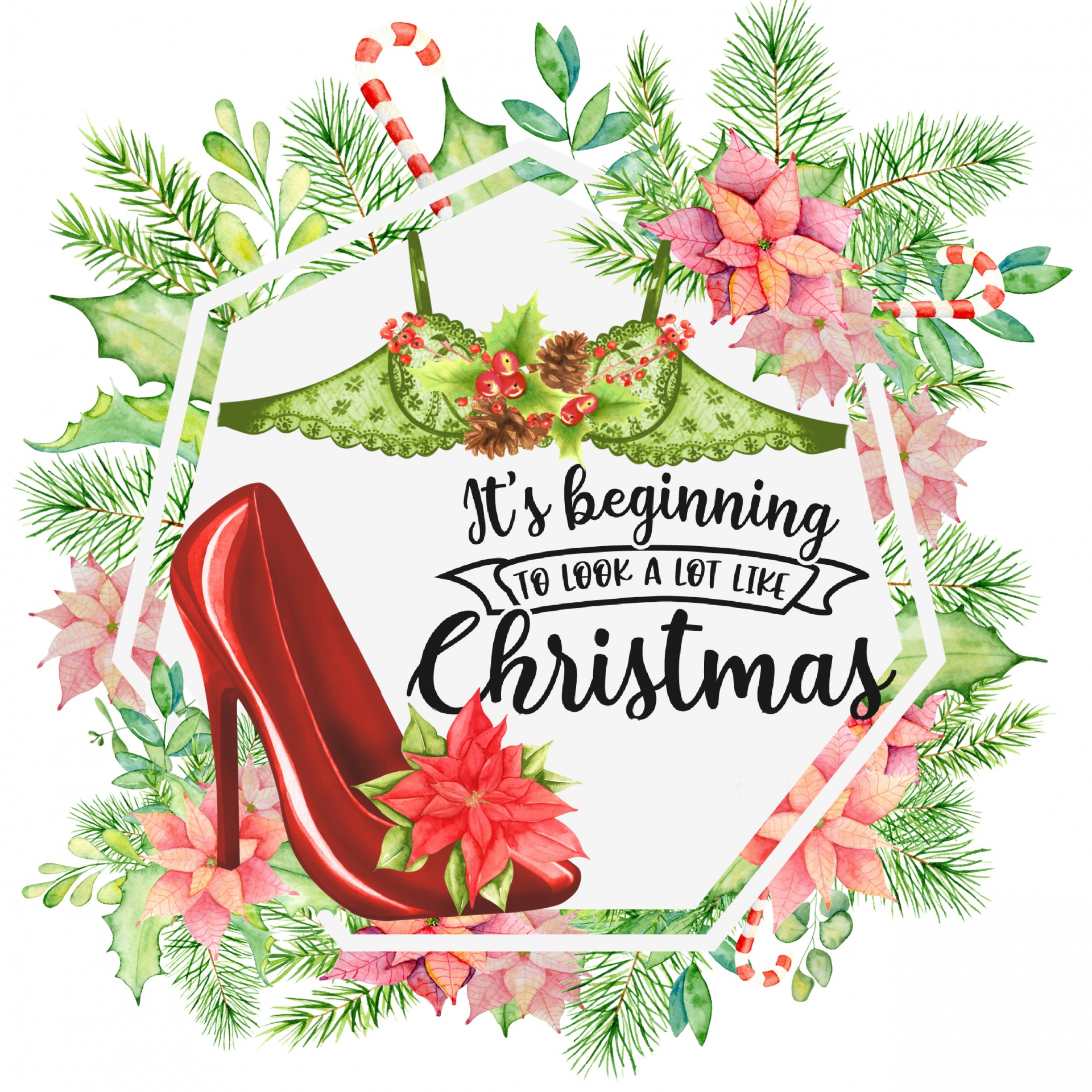 Christmas High Heel And Brassier
