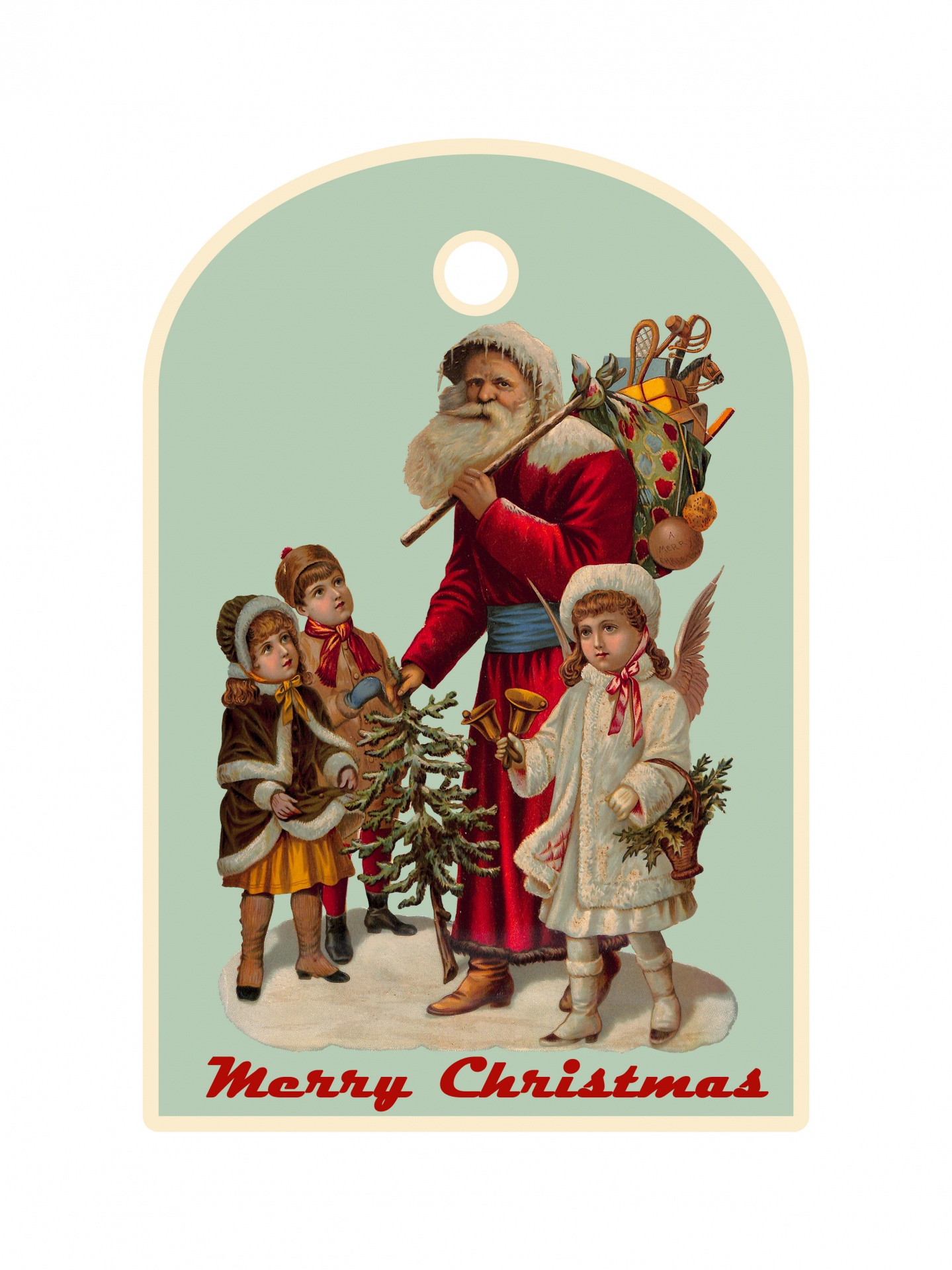 Christmas Santa Vintage Label