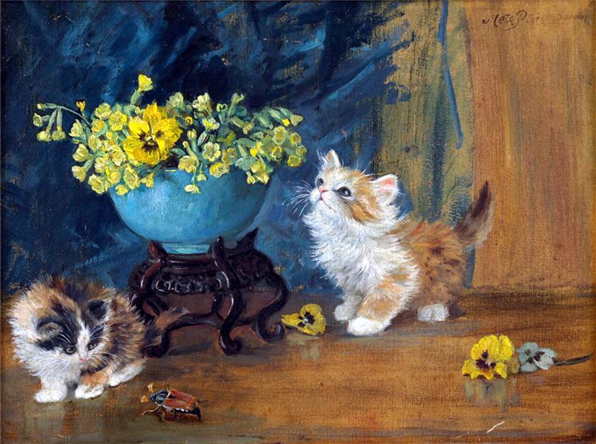 Vintage Art Kittens Cats
