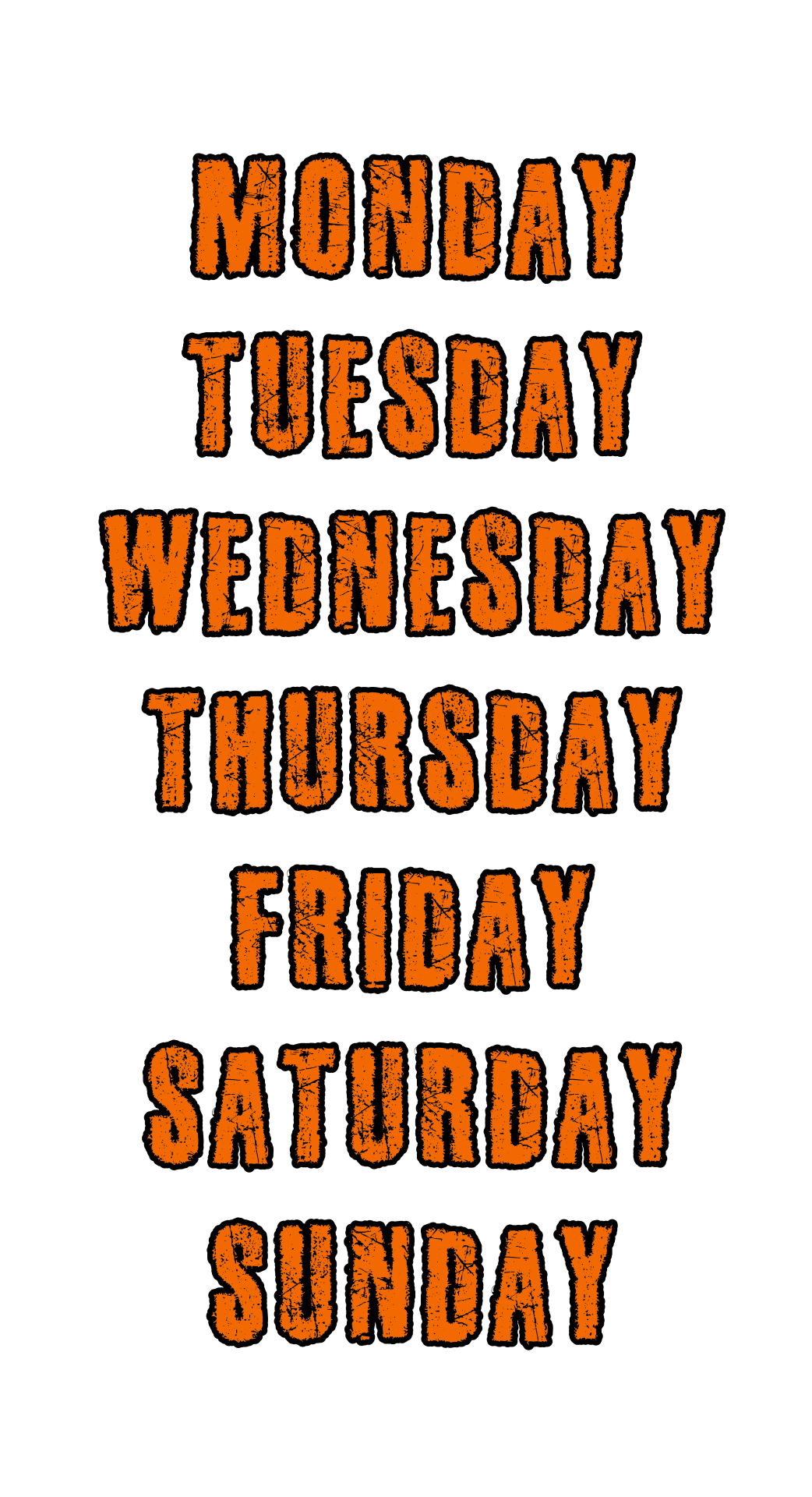 Days Of The Week Calligraphy Clipart