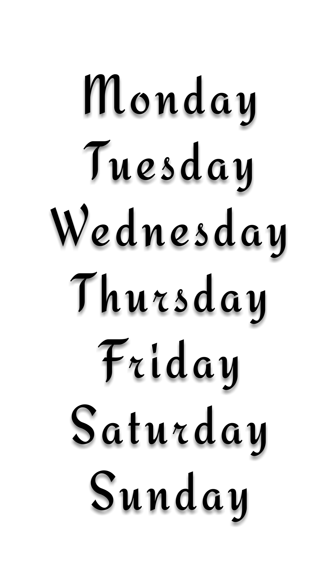 Days Of The Week Calligraphy Clipart
