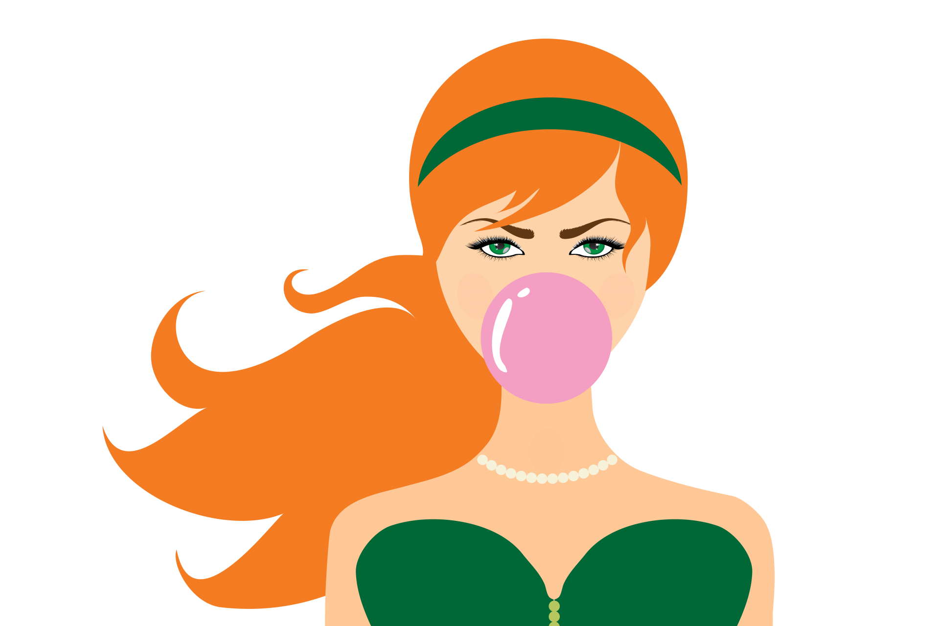 Woman Blowing Bubble Gum