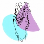Abstract Hand Holding Flowers