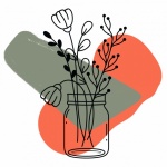 Abstract Mason Jar Flower Line Art