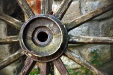 Old Antique Wooden Wagon Wheel