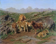 Cattle Vintage Art Painting