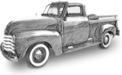 Clipart, Pickup, Vintage, Drawing