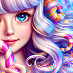 Close-up Rainbow Haired Girl