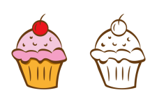 Cupcake Clipart Coloring Page
