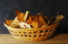 Dry Leaves & Papery Seeds In Basket