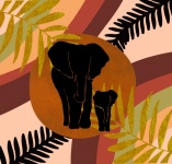 Silhouette Elephant Jungle Tropical