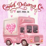 Cupid Valentine Truck Illustration