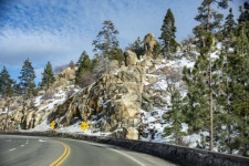 Road Through Snowy Rock Mountains