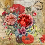Vintage Floral Valentine Post Card