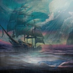Fantasy Sailing Boat In Stormy Sea