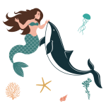 Mermaid Whale Cute Illustration