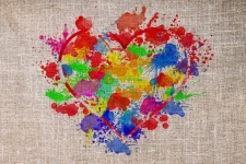 Painting Heart Textile Background