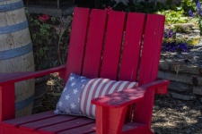 Red Chair And American Flag