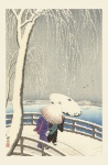 Snow Scene Japanese Vintage Art