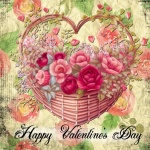Valentine Heart Basket Of Flowers
