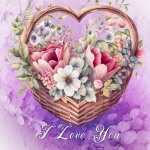 Valentine Love Heart Flower Basket
