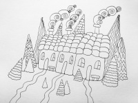 Village, Art, Drawing