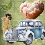 Vintage Flapper Woman Dream Car