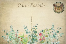 Vintage Postcard Floral Art