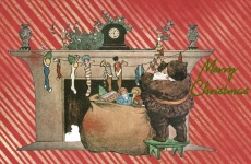 Vintage Santa And Toys Card