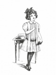 Vintage School Girl Illustration