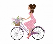 Woman Riding Bicycle Clipart