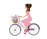 Woman Riding Bicycle Clipart
