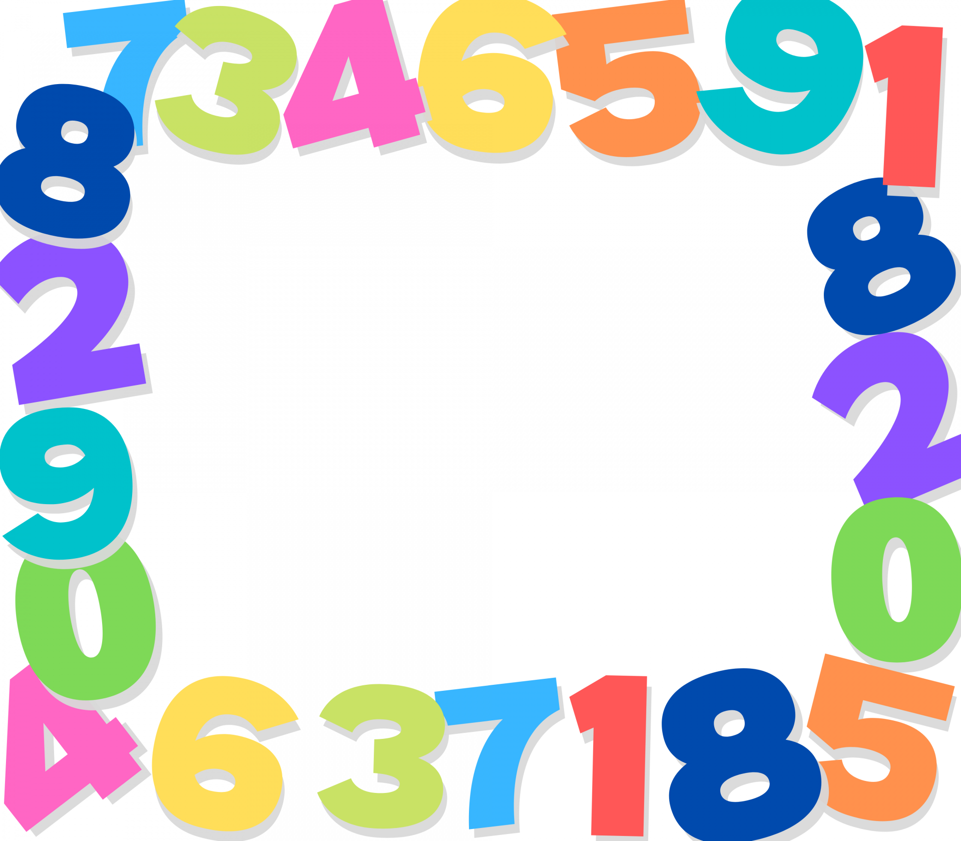Colorful large numbers border frame background