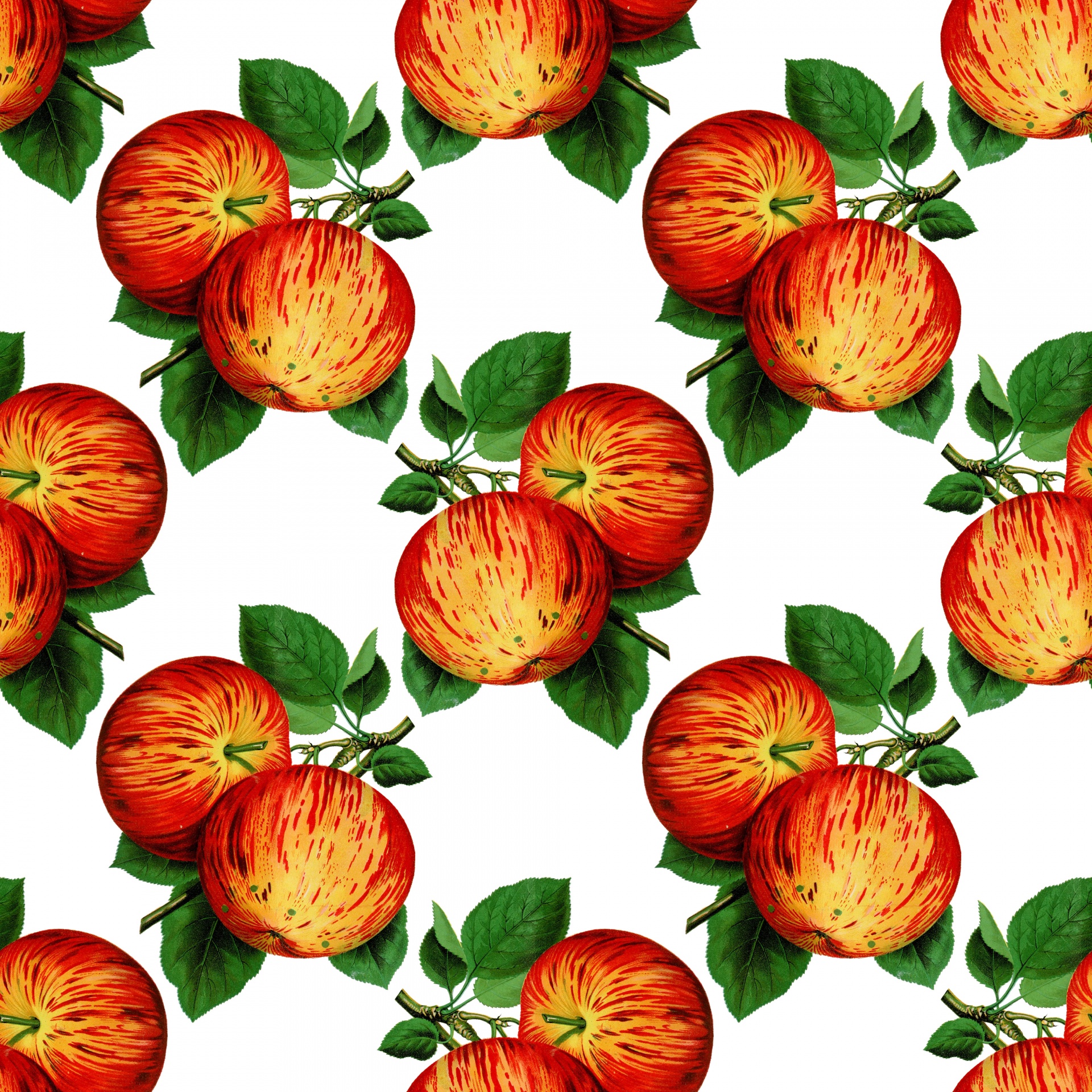 Vintage Apples Pattern Background