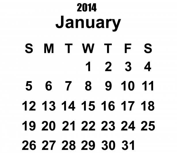 2014 Calendar January Template Free Stock Photo - Public Domain Pictures