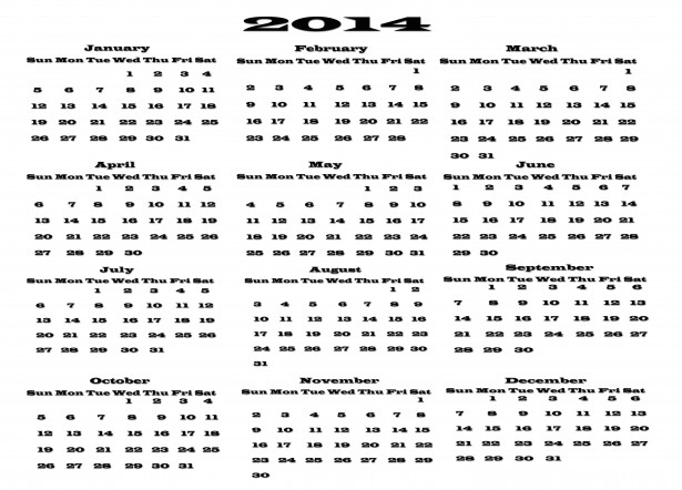 Kalendář 2014 Stock Fotka zdarma - Public Domain Pictures