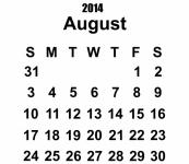 2014 Calendar August Template