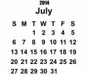 2014 Calendar July Template