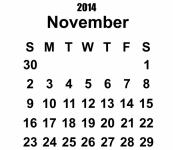 2014 Calendar November Template