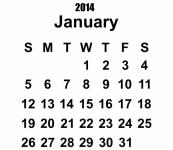 2014 Calendar January Template