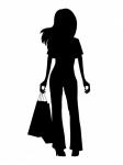 Girl Shopping Black Silhouette