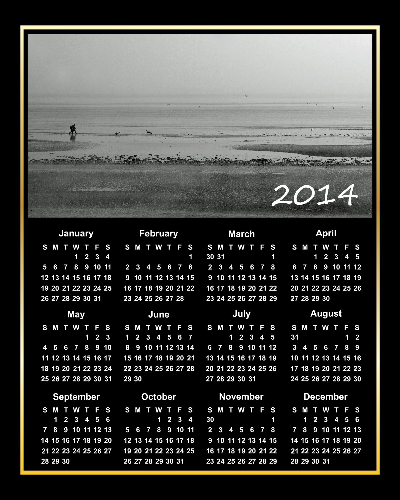2014 Calendar Beach Walk