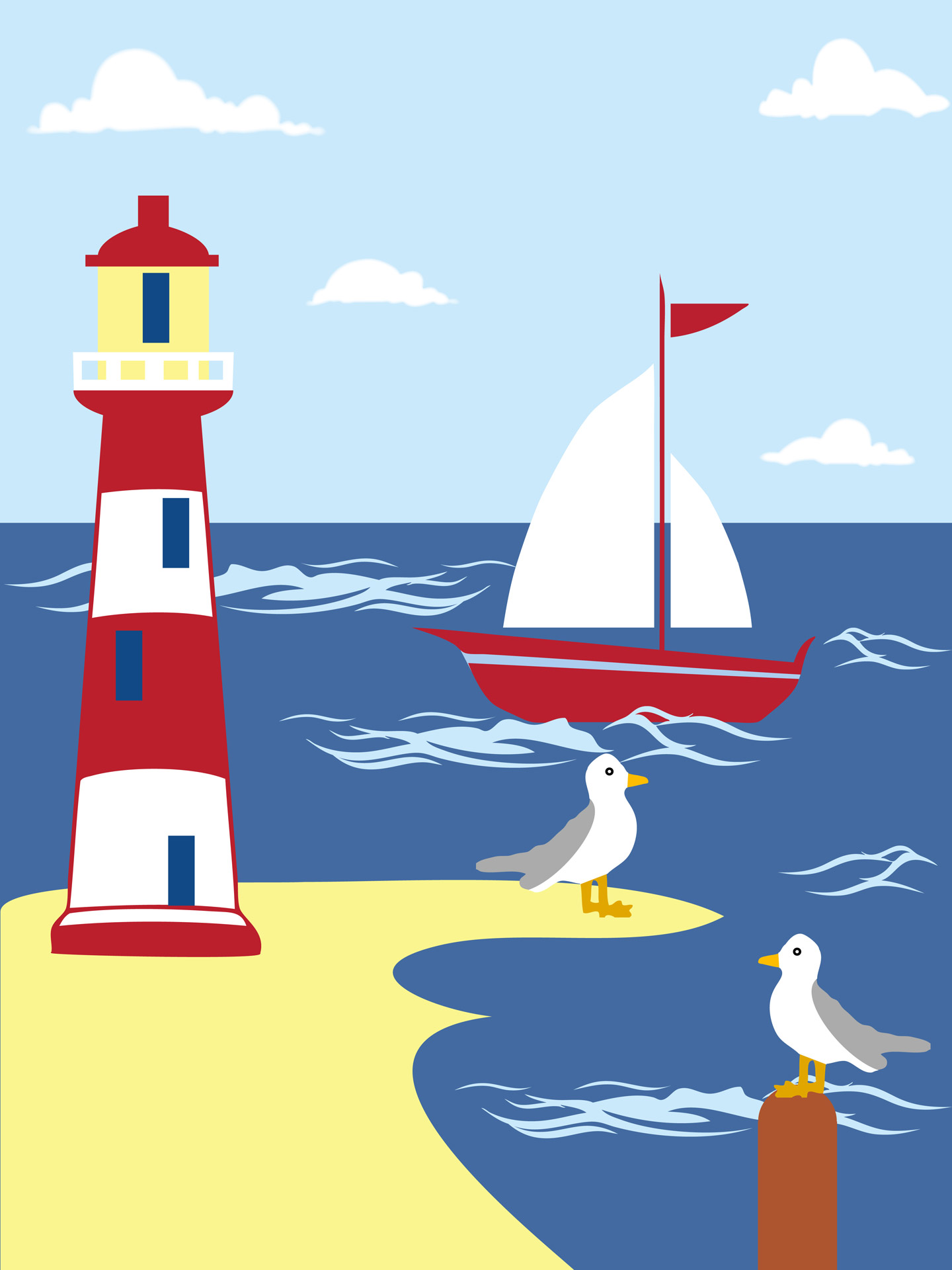 Lighthouse Seaside Scene