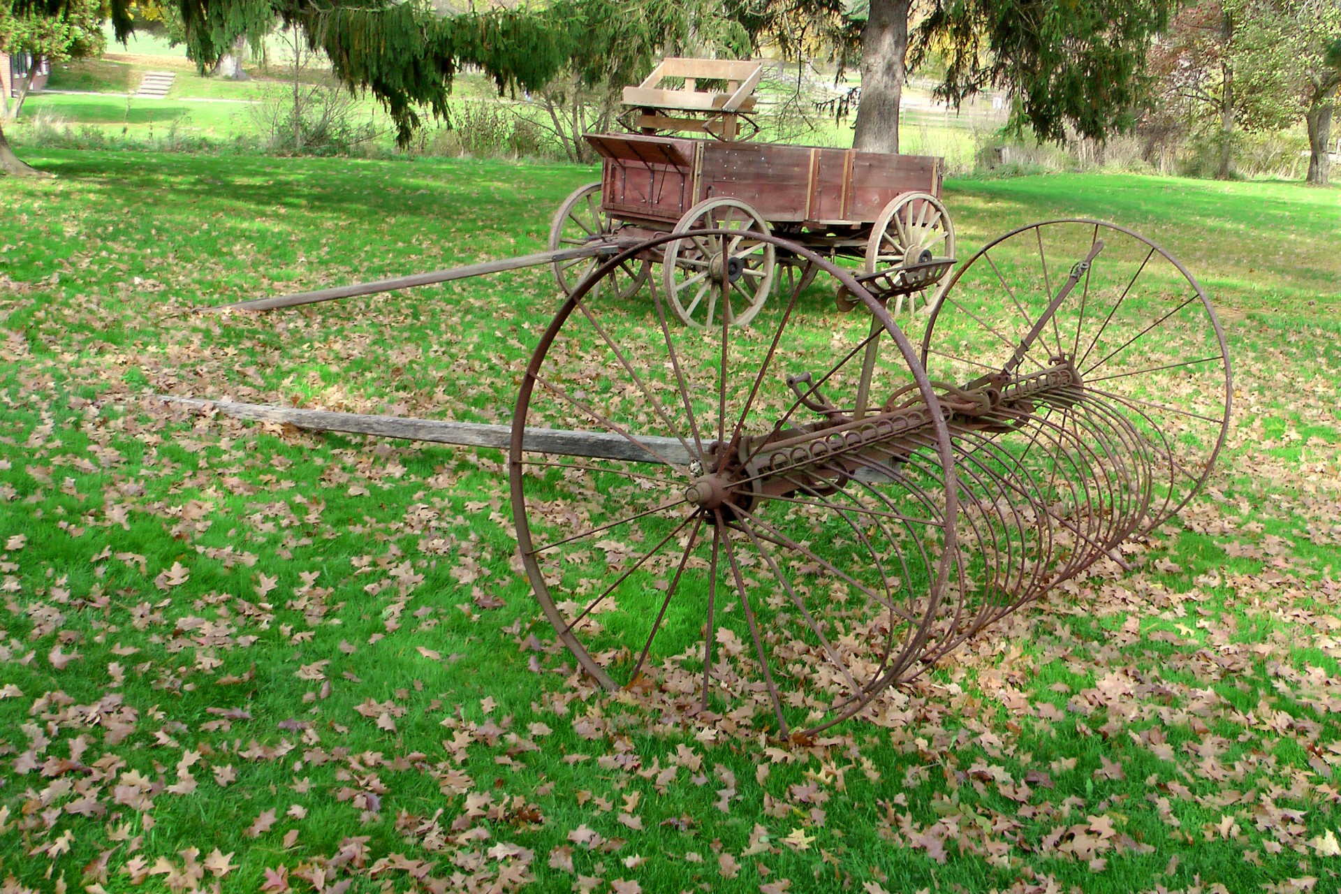 Old piece of metal farm equipment used on a farm
