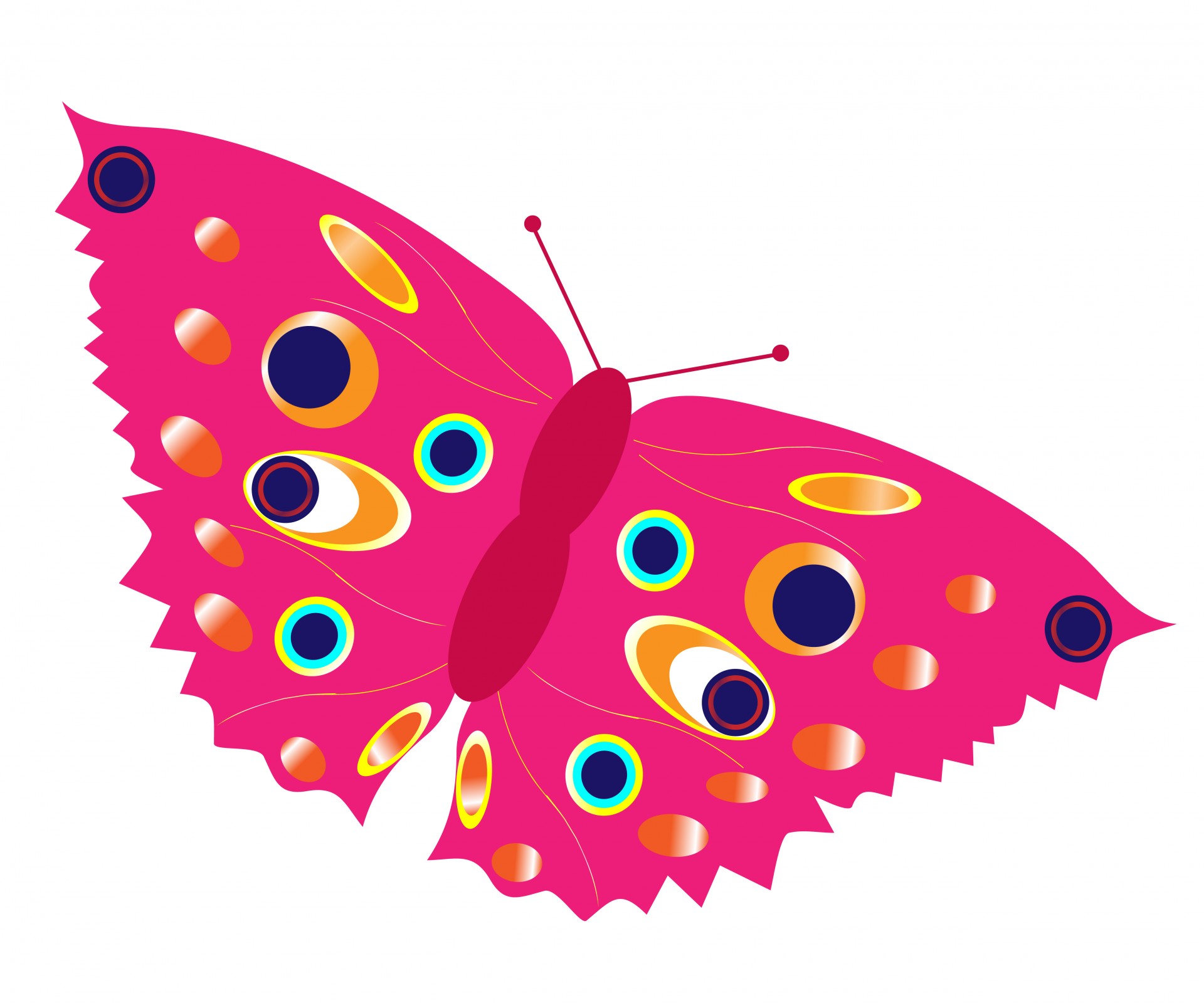 Bright pink colorful butterfly clipart for scrapbooking